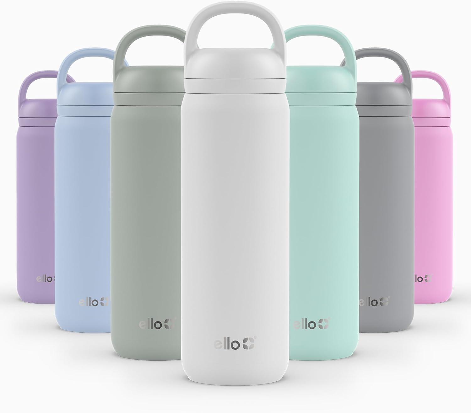imageEllo Cooper 32oz Stainless Steel Water Bottle with Straw and Carry Handle Double Walled and Vacuum Insulated Metal Leak Proof Locking Lid with Soft Silicone Spout Reusbale BPA Free Halogen BlueWhite