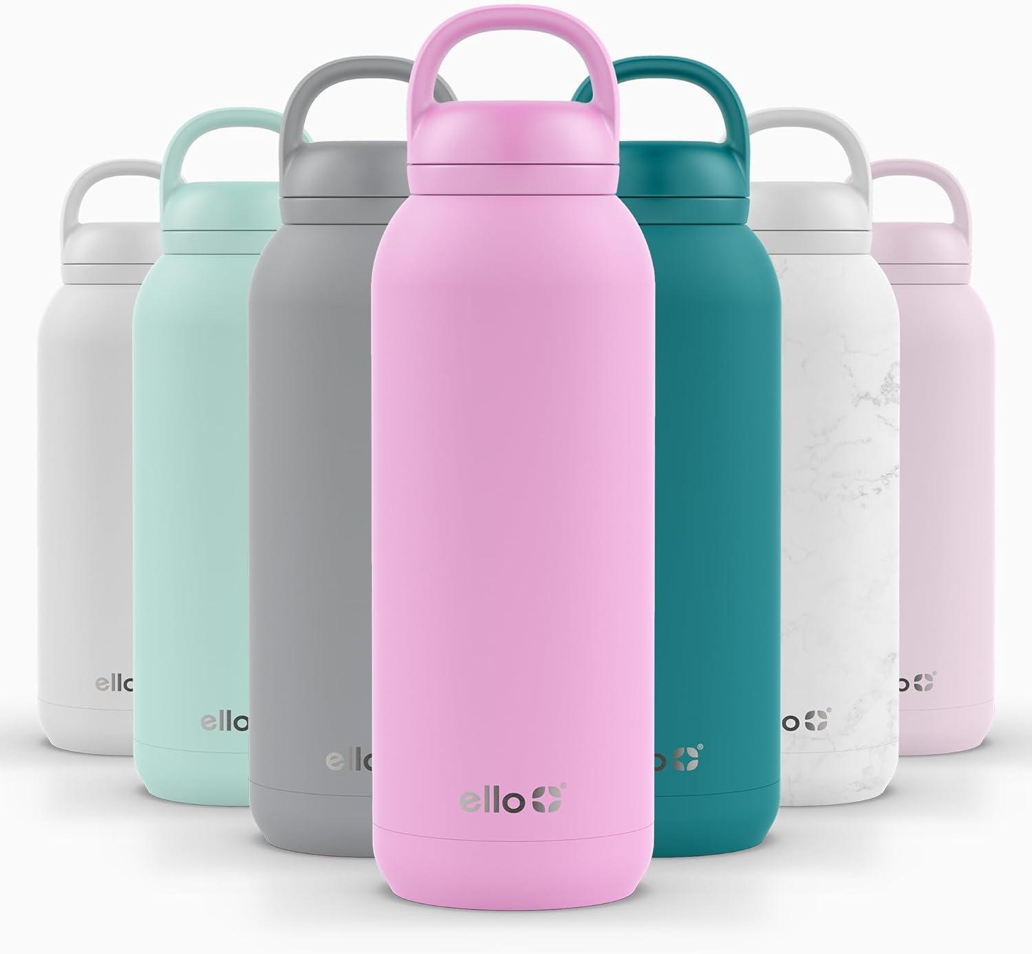 imageEllo Cooper 32oz Stainless Steel Water Bottle with Straw and Carry Handle Double Walled and Vacuum Insulated Metal Leak Proof Locking Lid with Soft Silicone Spout Reusbale BPA Free Halogen BlueBubblegum