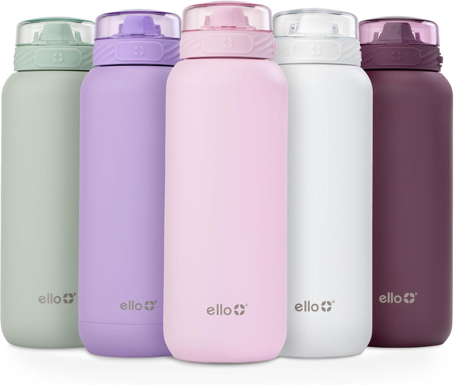 imageEllo Cooper 32oz Stainless Steel Water Bottle with Straw and Carry Handle Double Walled and Vacuum Insulated Metal Leak Proof Locking Lid with Soft Silicone Spout Reusbale BPA Free Halogen BlueCashmere Pink