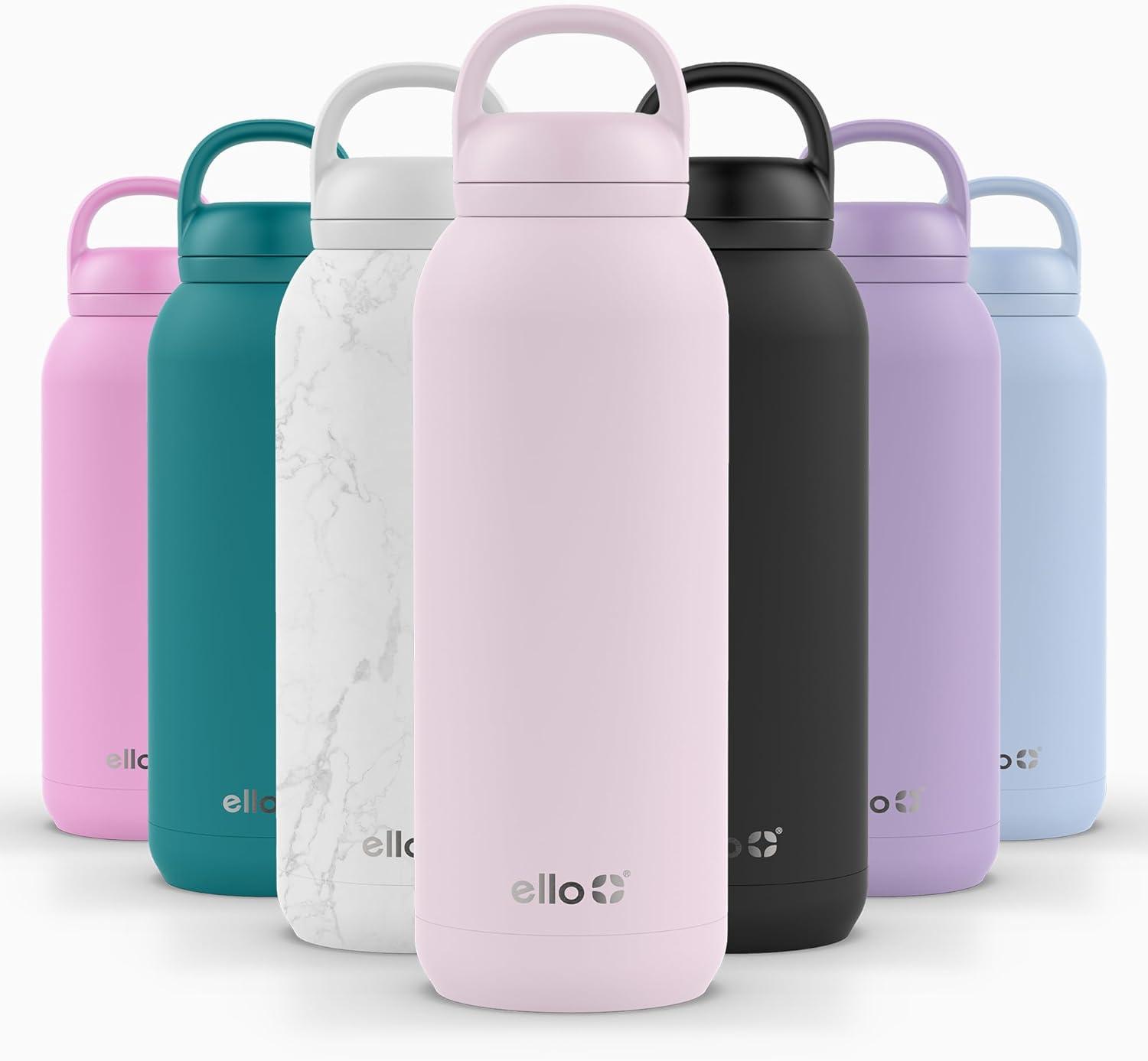 imageEllo Cooper 32oz Stainless Steel Water Bottle with Straw and Carry Handle Double Walled and Vacuum Insulated Metal Leak Proof Locking Lid with Soft Silicone Spout Reusbale BPA Free Halogen BlueCashmere Pink