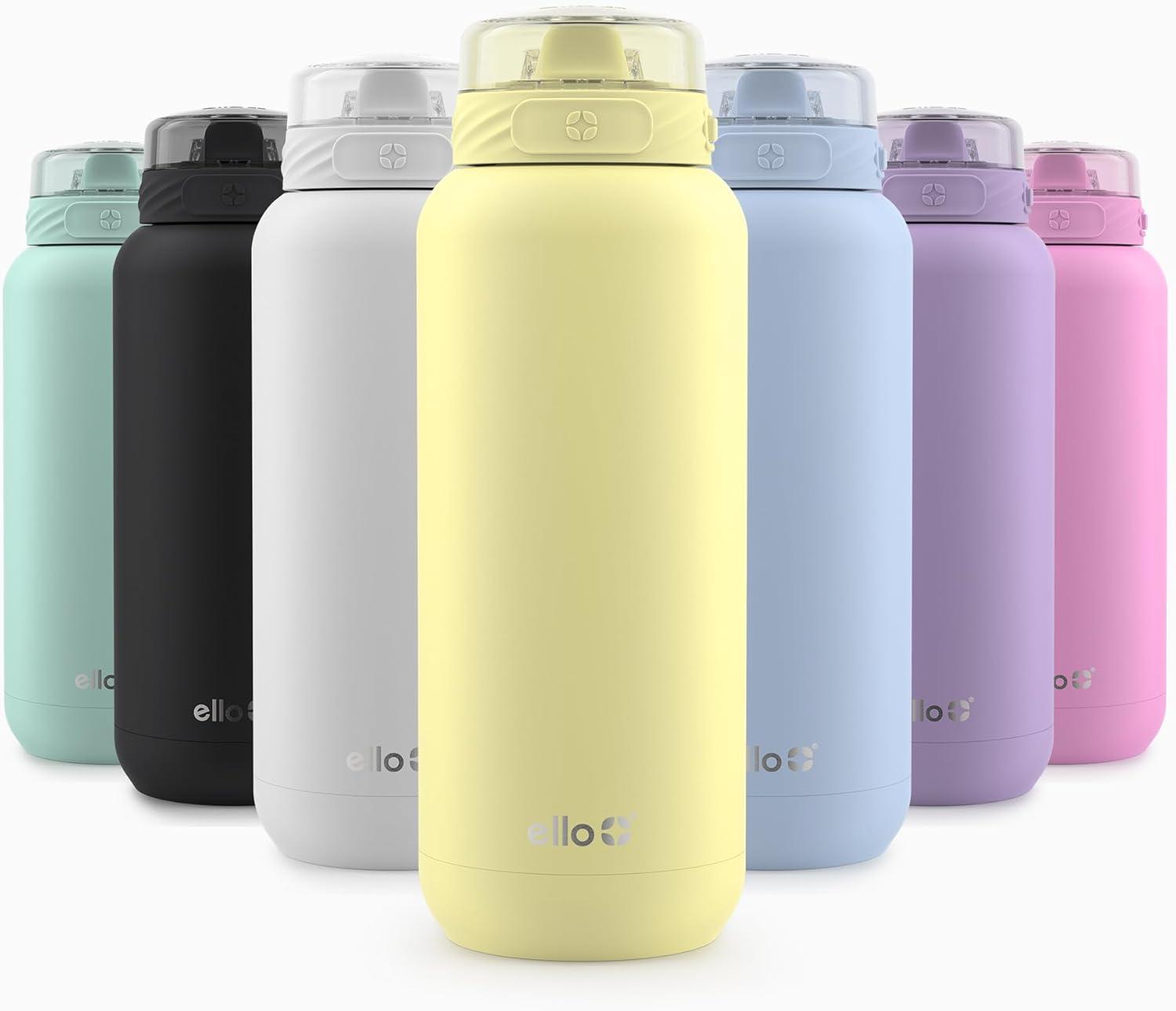 imageEllo Cooper 32oz Stainless Steel Water Bottle with Straw and Carry Handle Double Walled and Vacuum Insulated Metal Leak Proof Locking Lid with Soft Silicone Spout Reusbale BPA Free Halogen BlueLemonade
