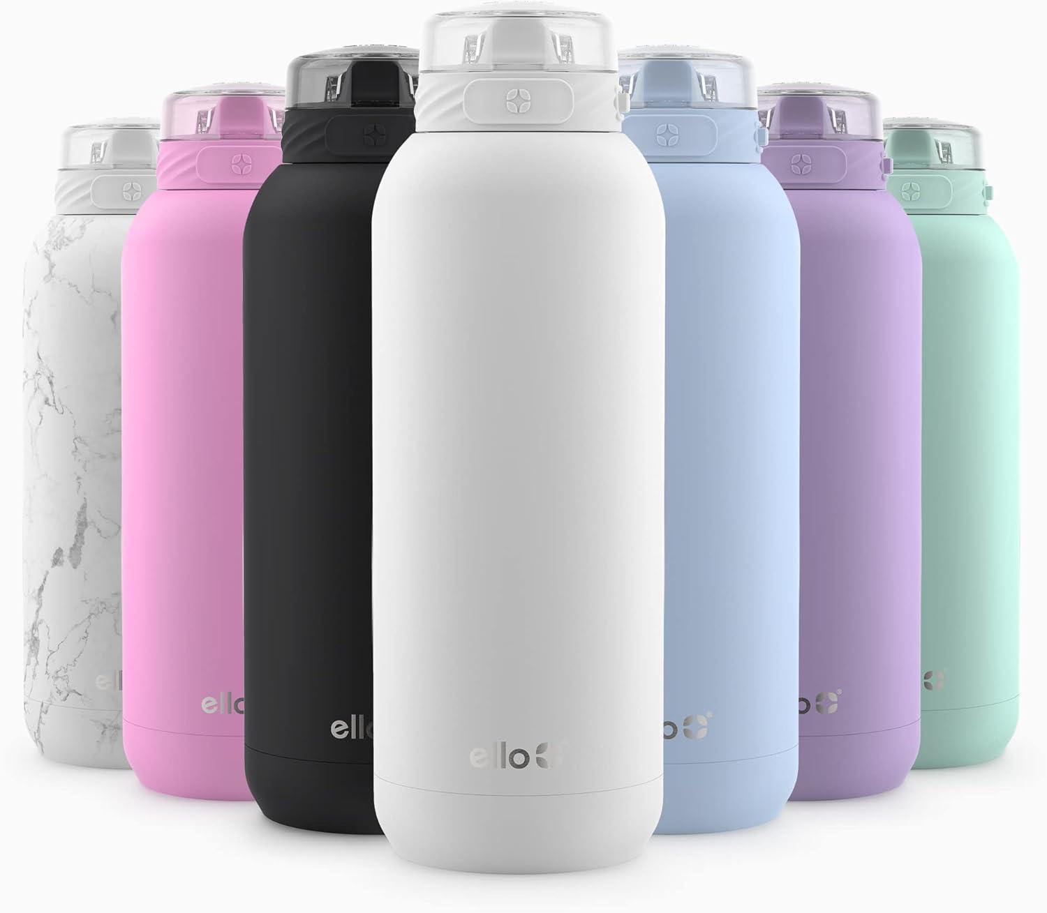 imageEllo Cooper 32oz Stainless Steel Water Bottle with Straw and Carry Handle Double Walled and Vacuum Insulated Metal Leak Proof Locking Lid with Soft Silicone Spout Reusbale BPA Free Halogen BlueWhite
