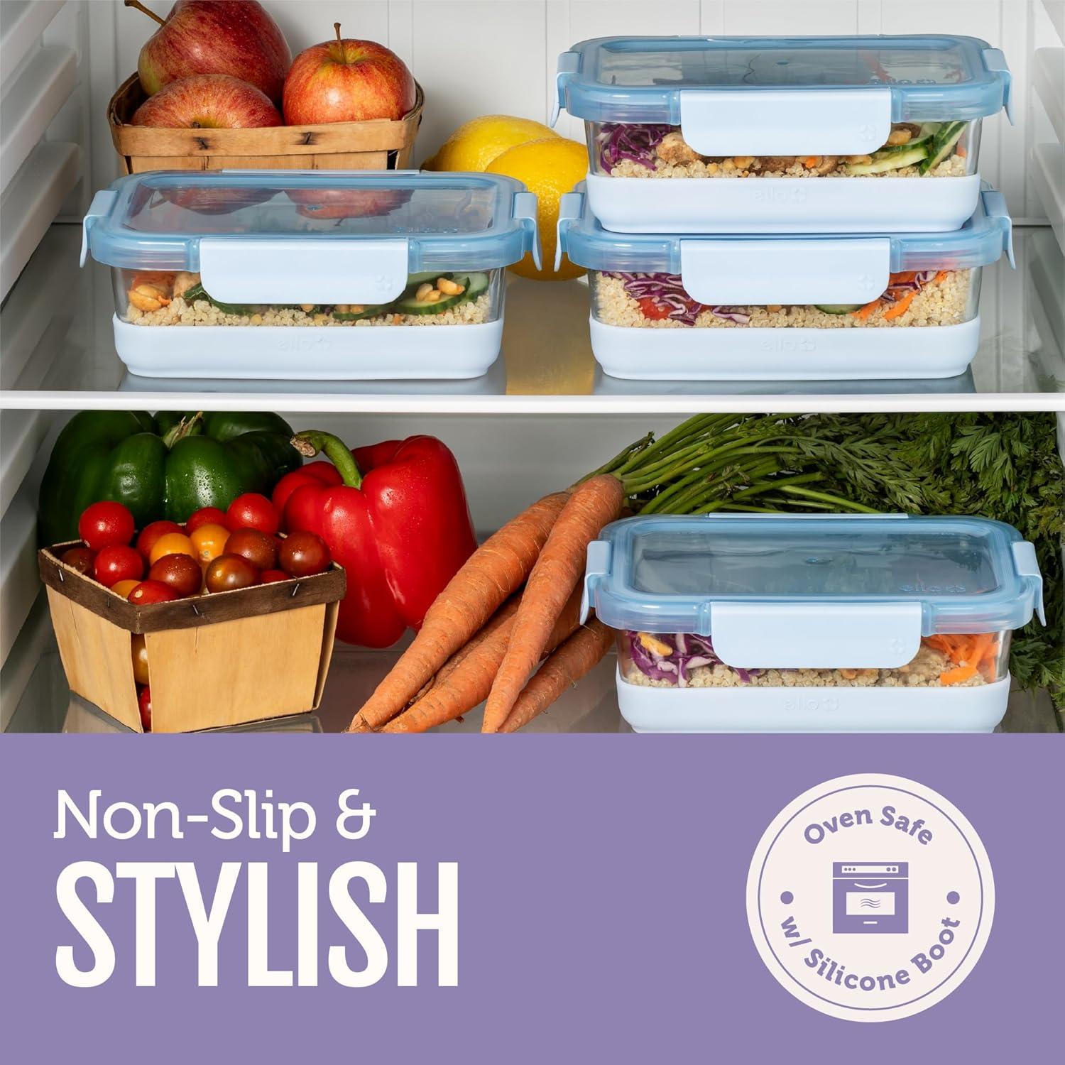 imageEllo Duraglass 34 Cup Meal Prep Sets 10Pc 5 Pack Set Glass Food Storage Container with Silicone Sleeve and Airtight BPAFree Plastic Lids Dishwasher Microwave and Freezer Safe MeadowEverest
