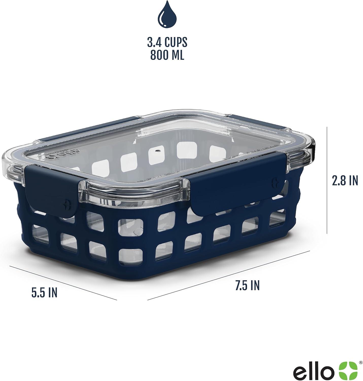 imageEllo Duraglass 34 Cup Meal Prep Sets 10Pc 5 Pack Set Glass Food Storage Container with Silicone Sleeve and Airtight BPAFree Plastic Lids Dishwasher Microwave and Freezer Safe MeadowMixed Berry