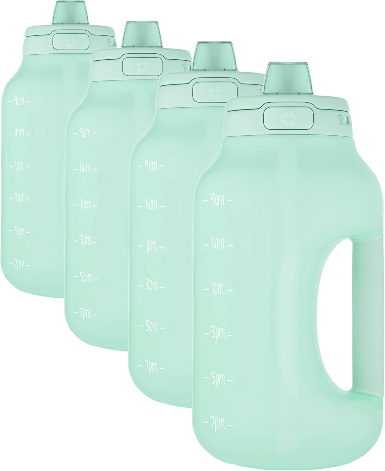 imageEllo Hydra 64oz Half Gallon Water Jug with Handle and Motivational Time Markers for All Day Hydration Plastic Reusable Water Bottle with Straw and Locking Leak Proof Lid BPA FreeYucca