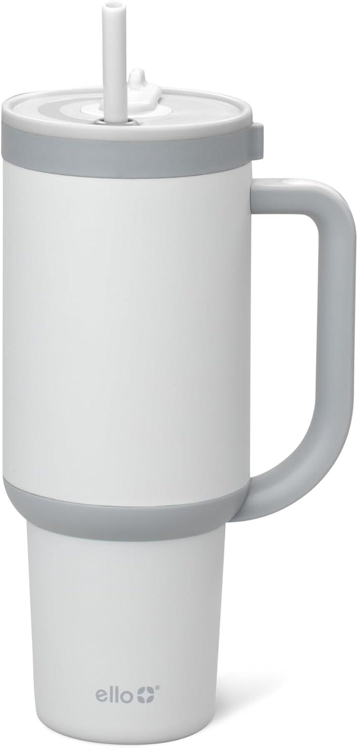 imageEllo Oasis 24oz Tumbler with Handle amp Retracting Straw Reusable Insulated Stainless Steel Cup 100 Leakproof Gifts for Teens Women Men Keeps cold for 24 Hours Cup Holder Friendly Orange DaisiesGrayscale