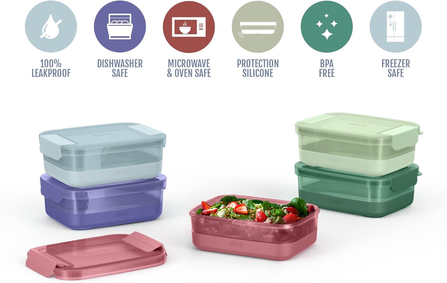 imageEllo Plastic 37 Cup Meal Prep Set 10 Pc 5 Pack Set BPA Free Plastic Food Storage Container with Silicone Boot and Airtight Lids Dishwasher Microwave and Freezer Safe Melon37 Cup Meal Prep Everest