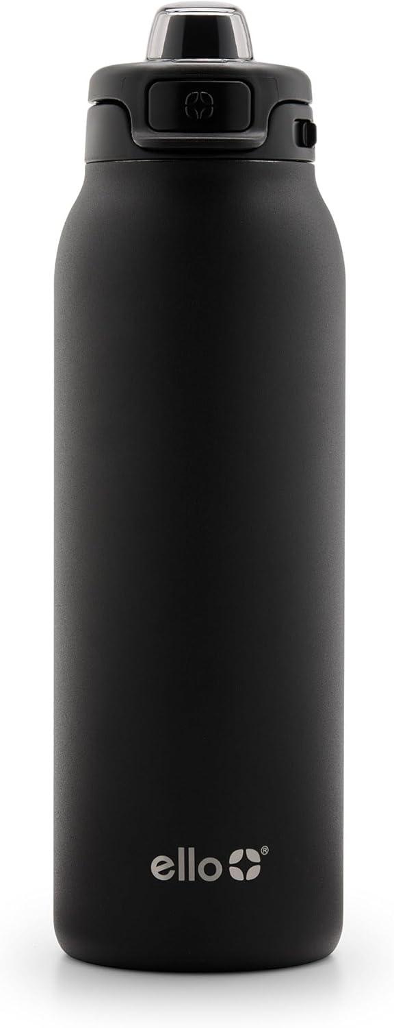 imageEllo Pop amp Fill Stainless Steel Water Bottle with Quick Fill Technology Double Walled Vacuum Insulated Metal Leak Proof Locking Lid Sip amp Chug BPA Free Holiday Gift for Him Her 22oz 32oz 40ozBlack