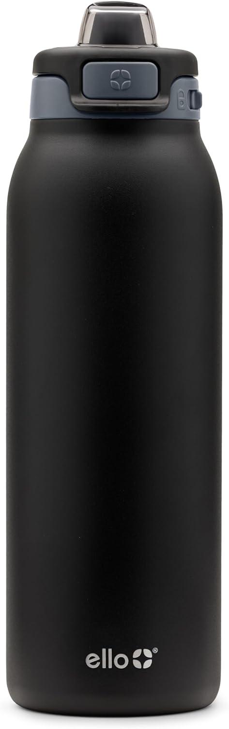 imageEllo Pop amp Fill Stainless Steel Water Bottle with Quick Fill Technology Double Walled Vacuum Insulated Metal Leak Proof Locking Lid Sip amp Chug BPA Free Holiday Gift for Him Her 22oz 32oz 40ozTonal Black