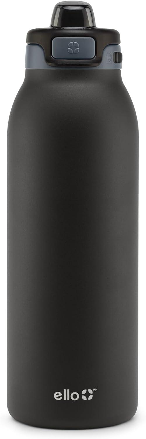 imageEllo Pop amp Fill Stainless Steel Water Bottle with Quick Fill Technology Double Walled Vacuum Insulated Metal Leak Proof Locking Lid Sip amp Chug BPA Free Holiday Gift for Him Her 22oz 32oz 40ozTonal Black