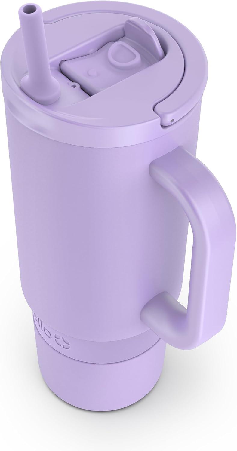 imageEllo Port 40oz Tumbler with Carry Loop amp Integrated Handle Vacuum Insulated Stainless Steel Reusable Water Bottle Travel Mug with Leak Proof Lid amp Straw Perfect for Iced Coffee amp Tea WhiteLilac