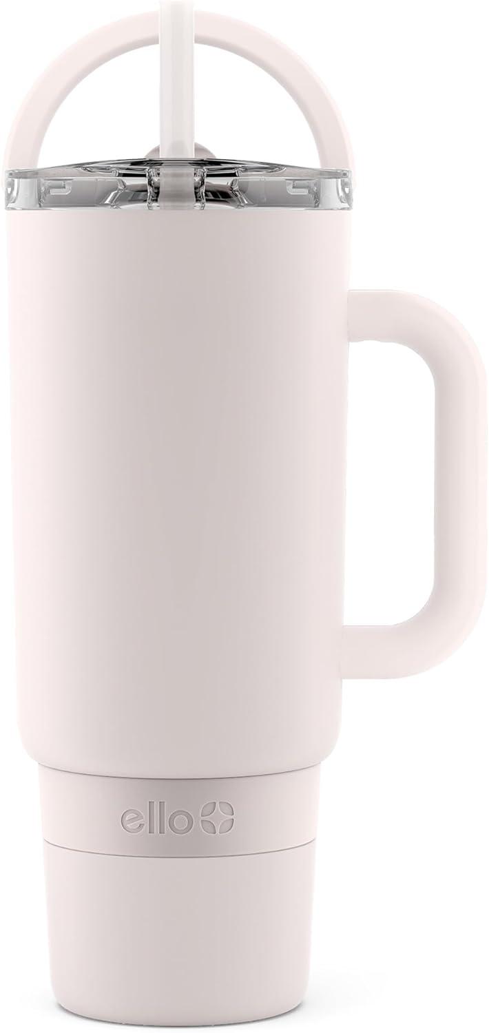 imageEllo Port 40oz Tumbler with Carry Loop amp Integrated Handle Vacuum Insulated Stainless Steel Reusable Water Bottle Travel Mug with Leak Proof Lid amp Straw Perfect for Iced Coffee amp Tea WhiteCream