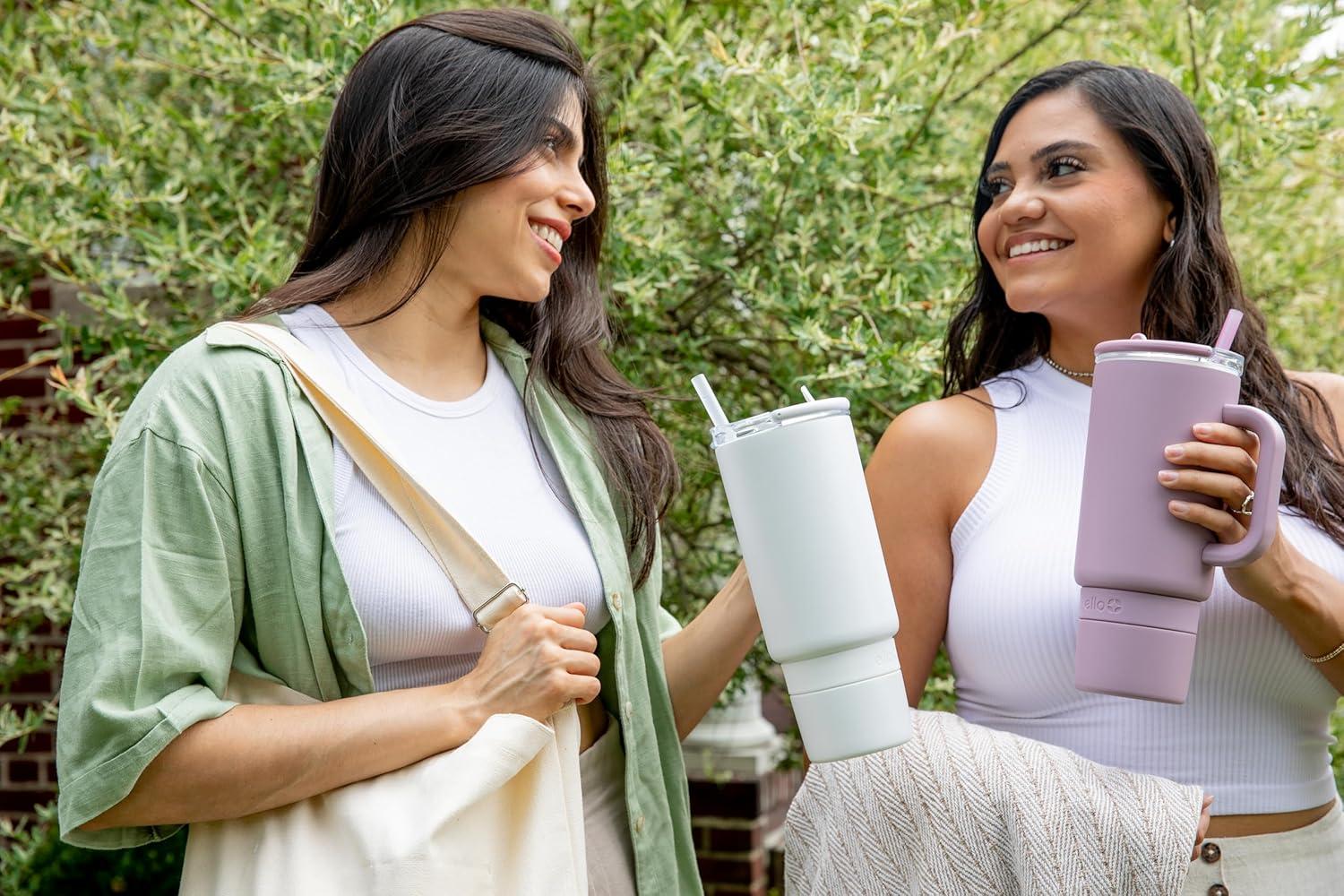 imageEllo Port 40oz Tumbler with Carry Loop amp Integrated Handle Vacuum Insulated Stainless Steel Reusable Water Bottle Travel Mug with Leak Proof Lid amp Straw Perfect for Iced Coffee amp Tea WhiteWhite