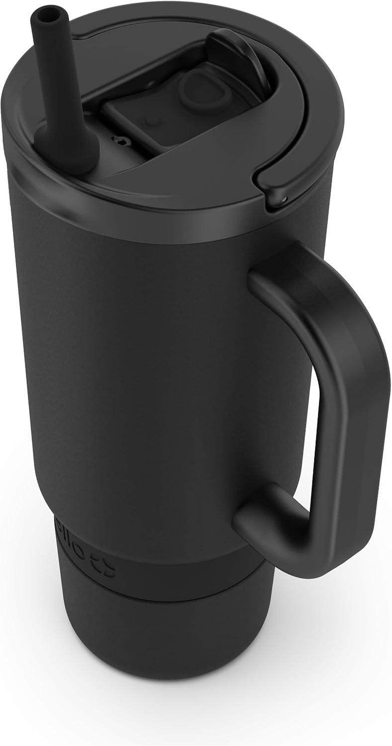 imageEllo Port 40oz Tumbler with Carry Loop amp Integrated Handle Vacuum Insulated Stainless Steel Reusable Water Bottle Travel Mug with Leak Proof Lid amp Straw Perfect for Iced Coffee amp Tea WhiteBlack