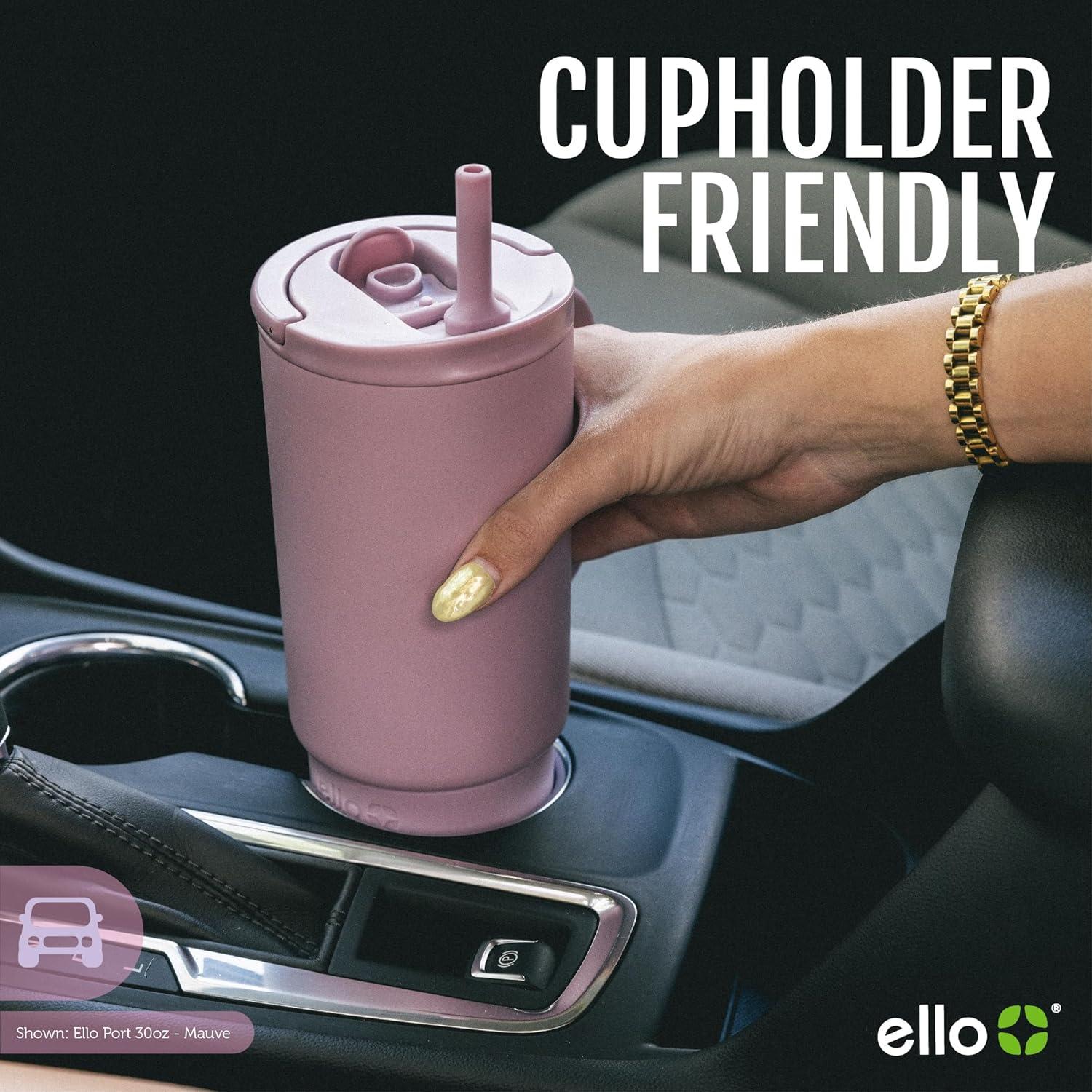 imageEllo Port 40oz Tumbler with Carry Loop amp Integrated Handle Vacuum Insulated Stainless Steel Reusable Water Bottle Travel Mug with Leak Proof Lid amp Straw Perfect for Iced Coffee amp Tea WhiteMauve
