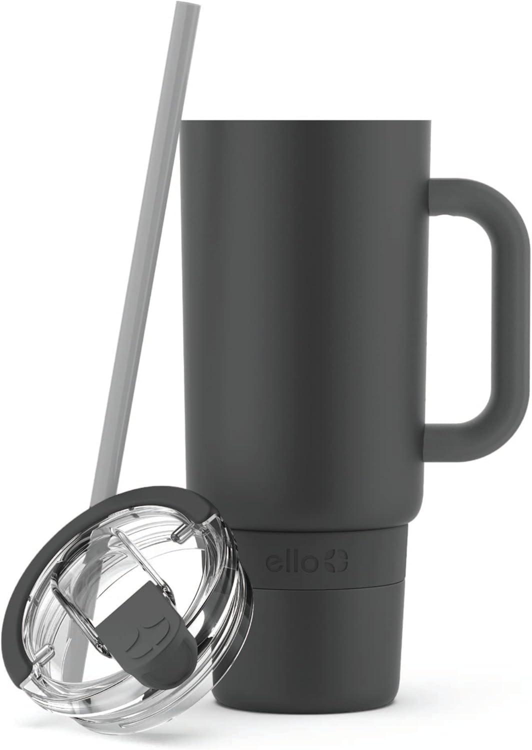 imageEllo Port 40oz Tumbler with Carry Loop amp Integrated Handle Vacuum Insulated Stainless Steel Reusable Water Bottle Travel Mug with Leak Proof Lid amp Straw Perfect for Iced Coffee amp Tea WhiteBlack