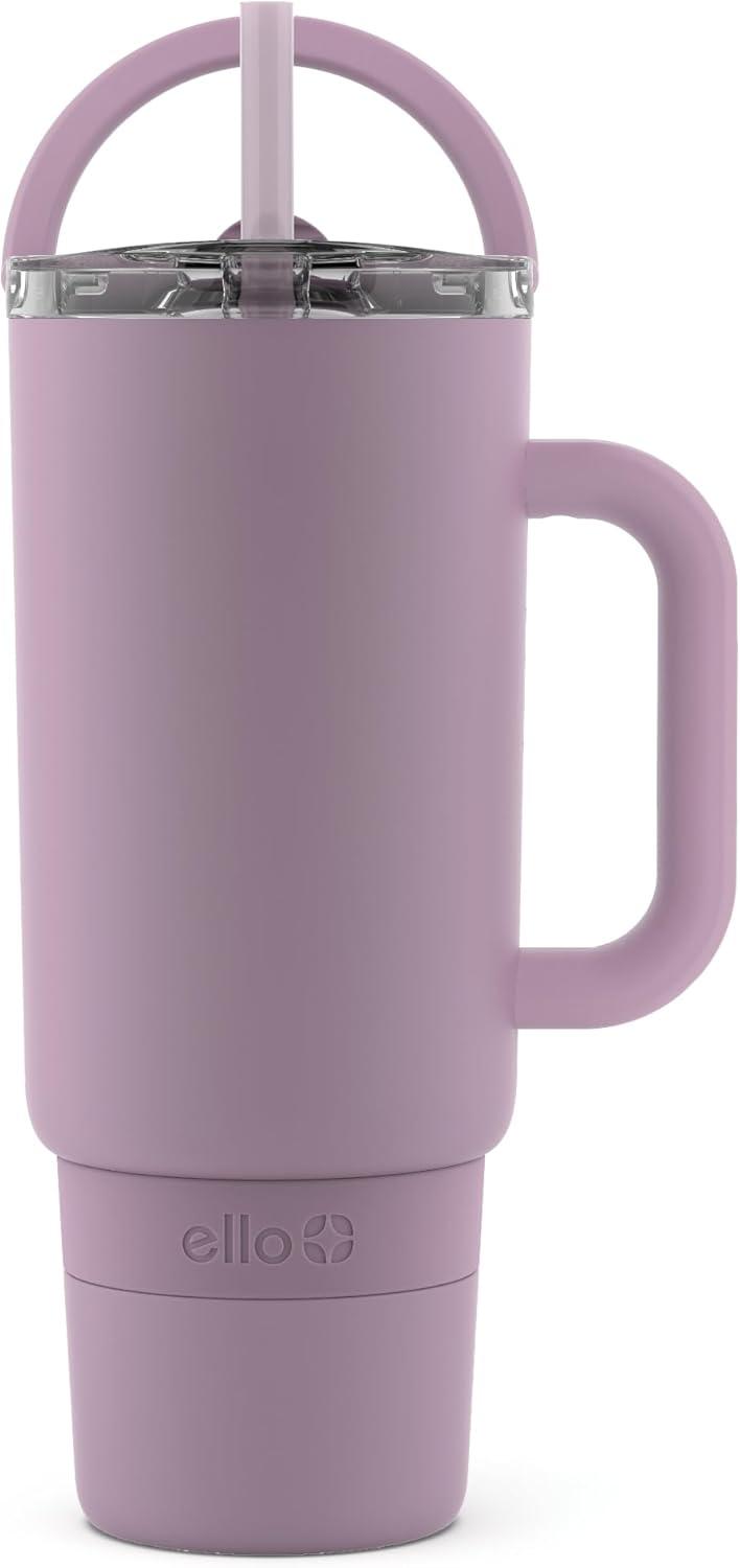 imageEllo Port 40oz Tumbler with Carry Loop amp Integrated Handle Vacuum Insulated Stainless Steel Reusable Water Bottle Travel Mug with Leak Proof Lid amp Straw Perfect for Iced Coffee amp Tea WhiteMauve