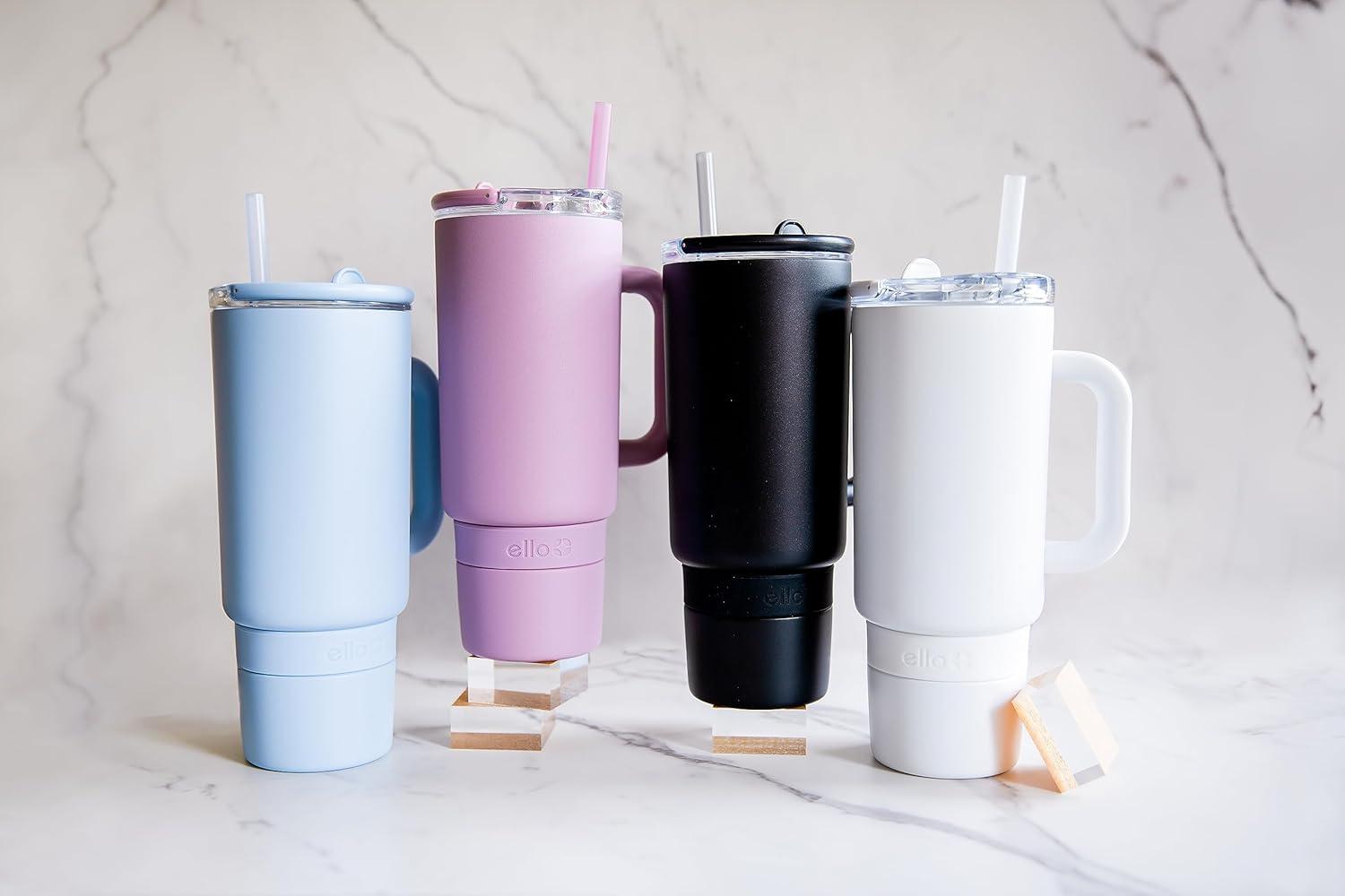 imageEllo Port 40oz Tumbler with Carry Loop amp Integrated Handle Vacuum Insulated Stainless Steel Reusable Water Bottle Travel Mug with Leak Proof Lid amp Straw Perfect for Iced Coffee amp Tea WhiteBlack