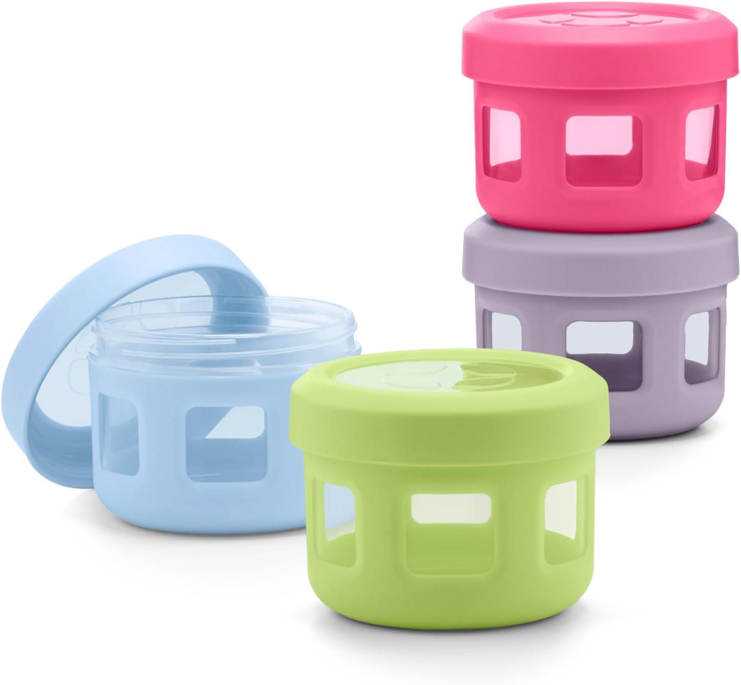 imageEllo Reusable Condiment Containers 4oz each with Screwon Leak Proof Lid Perfect for Salad Dressing Sauce Dips Lunchbox Picnic Travel Bento Box BPAFree Dishwasher SafeNeon Dreams