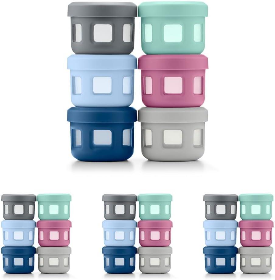imageEllo Reusable Condiment Containers 4oz each with Screwon Leak Proof Lid Perfect for Salad Dressing Sauce Dips Lunchbox Picnic Travel Bento Box BPAFree Dishwasher SafeSugar Rush
