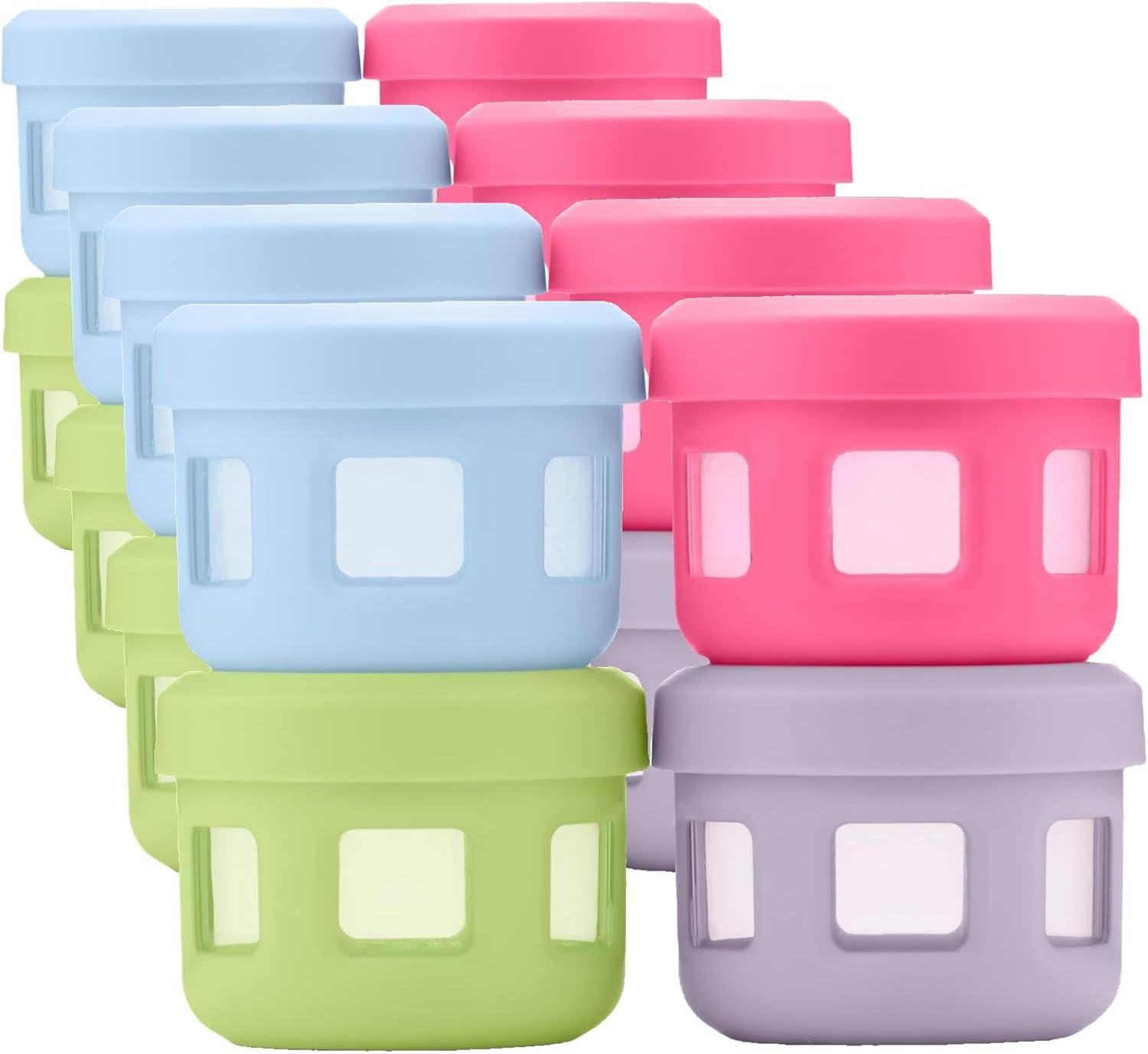 imageEllo Reusable Condiment Containers 4oz each with Screwon Leak Proof Lid Perfect for Salad Dressing Sauce Dips Lunchbox Picnic Travel Bento Box BPAFree Dishwasher SafeNeon Dreams