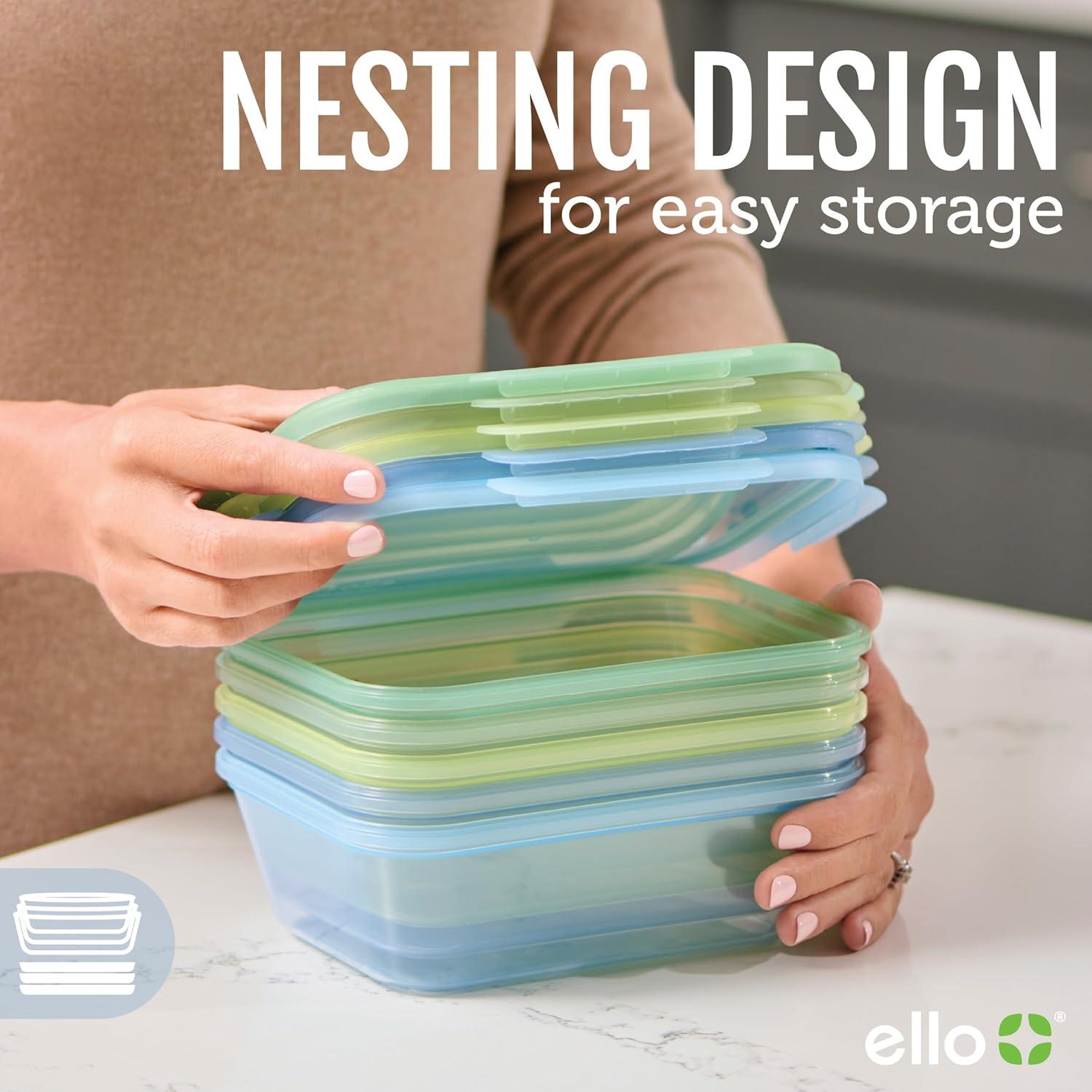 imageEllo Snap amp Nest 10Piece 45 Cup Plastic Meal Prep Set Reusable Food Containers for Healthy Eating Freezer Dishwasher Safe Cactus BloomsBerry Fields