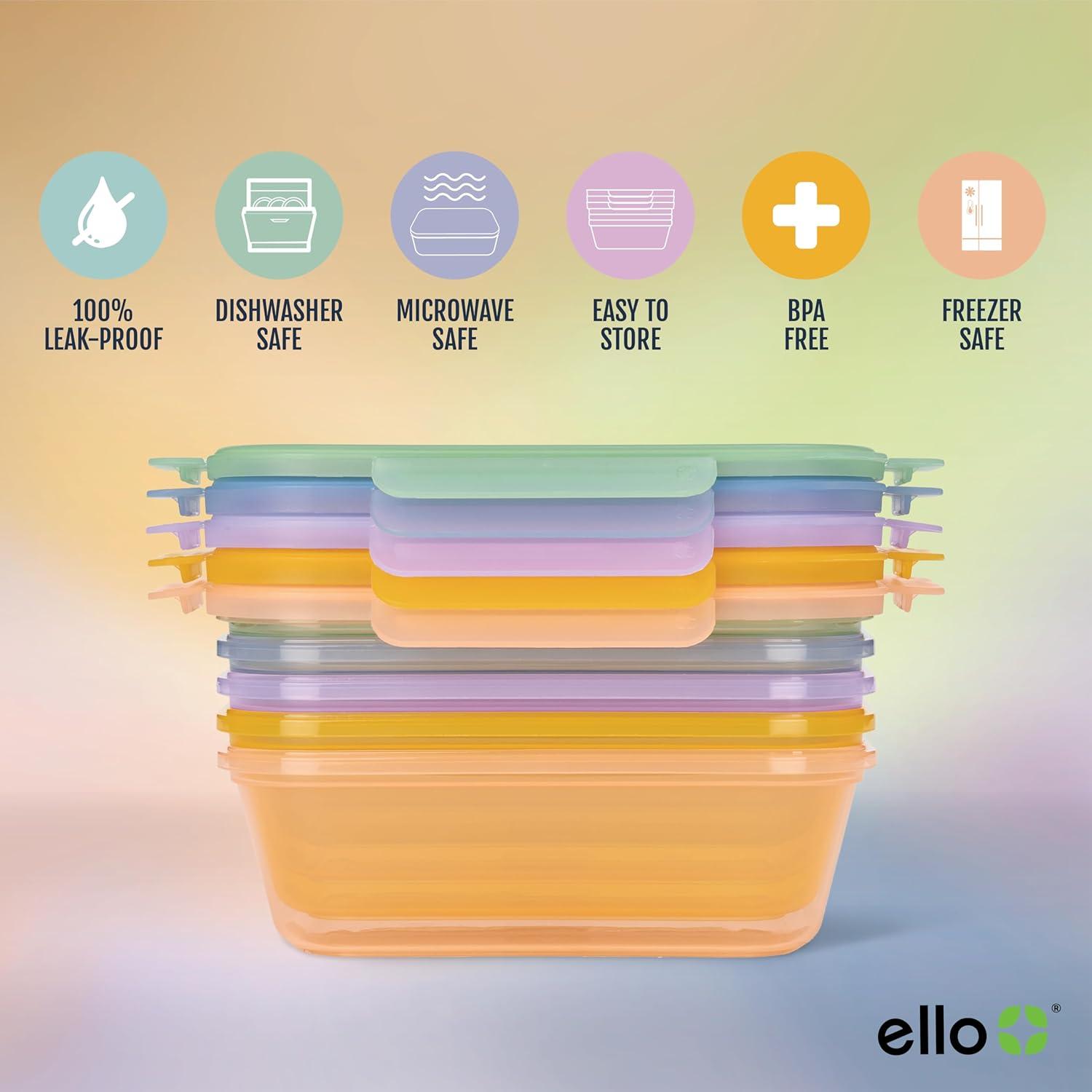 imageEllo Snap amp Nest 10Piece 45 Cup Plastic Meal Prep Set Reusable Food Containers for Healthy Eating Freezer Dishwasher Safe Cactus BloomsCactus Blooms