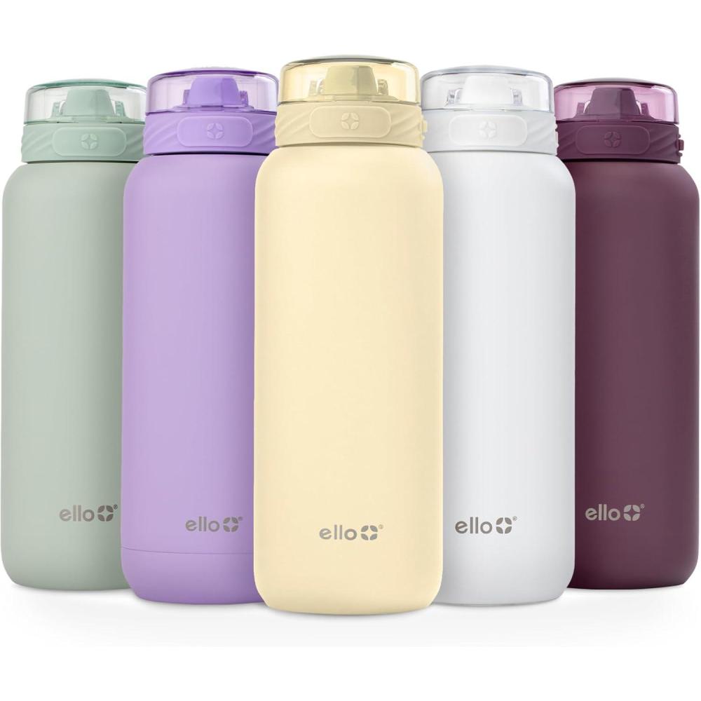 imageEllo Cooper 22oz Stainless Steel Water Bottle with Straw and Carry Handle Double Walled and Vacuum Insulated Metal Leak Proof Locking Lid with Soft Silicone Spout Reusable BPA Free AntiguaButter Yellow