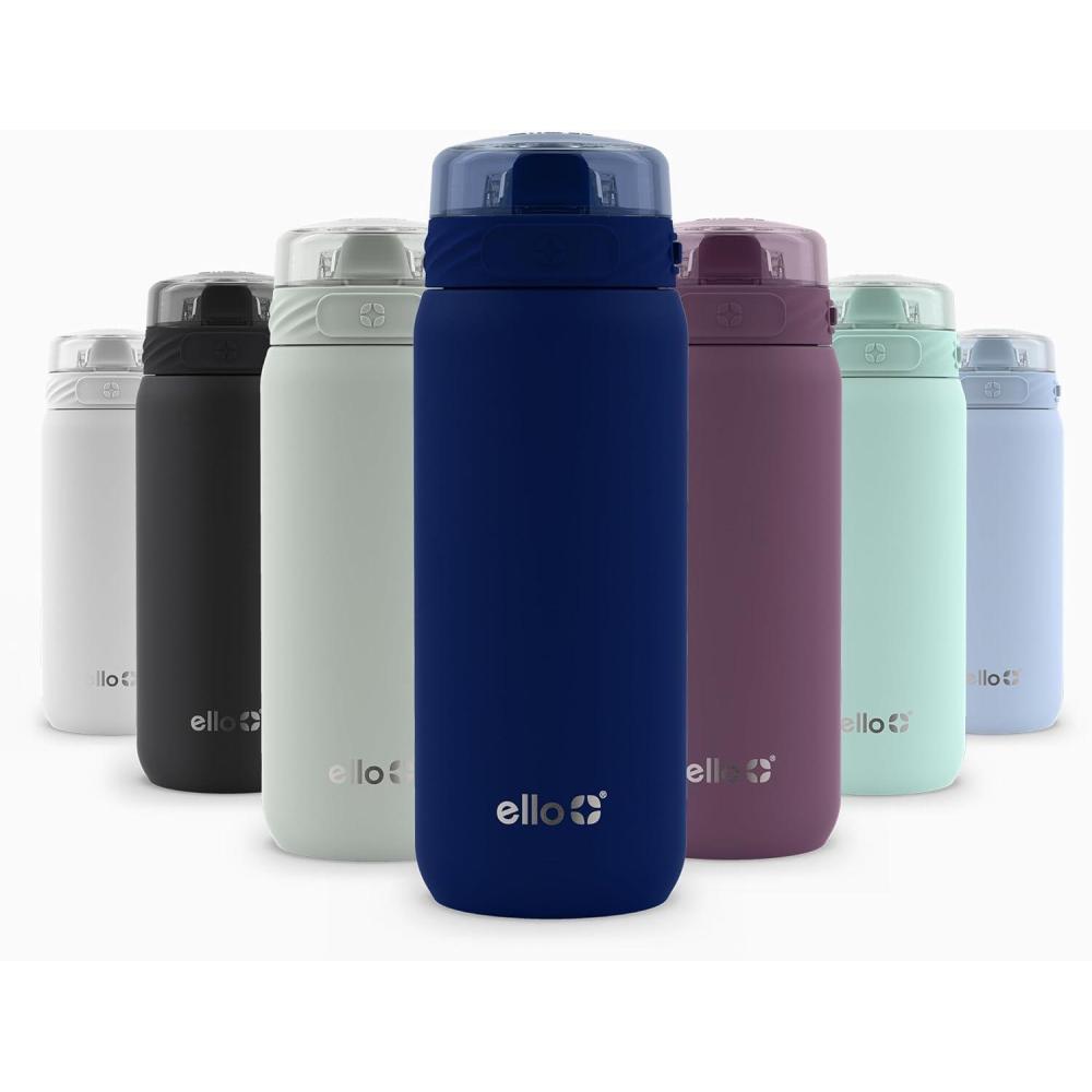 imageEllo Cooper 32oz Stainless Steel Water Bottle with Straw and Carry Handle Double Walled and Vacuum Insulated Metal Leak Proof Locking Lid with Soft Silicone Spout Reusbale BPA Free Halogen BlueWinter Solstice