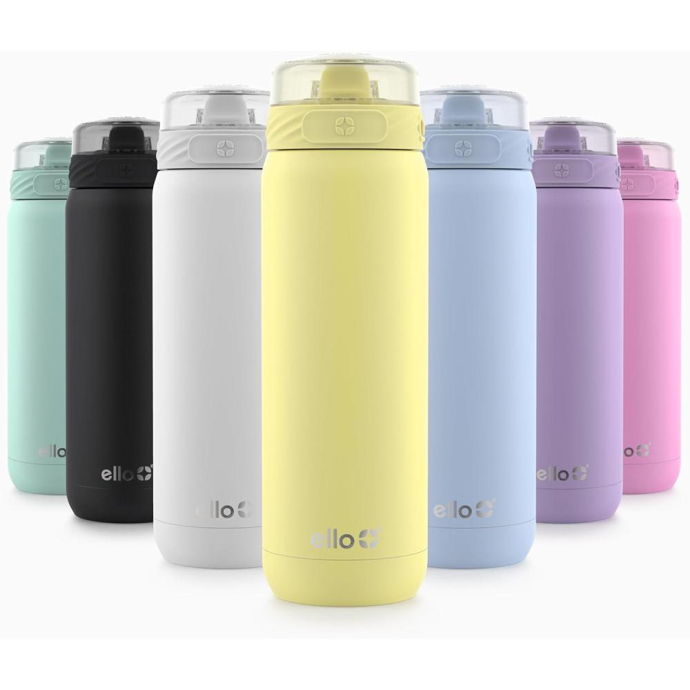 imageEllo Cooper 32oz Stainless Steel Water Bottle with Straw and Carry Handle Double Walled and Vacuum Insulated Metal Leak Proof Locking Lid with Soft Silicone Spout Reusbale BPA Free Halogen BlueLemonade