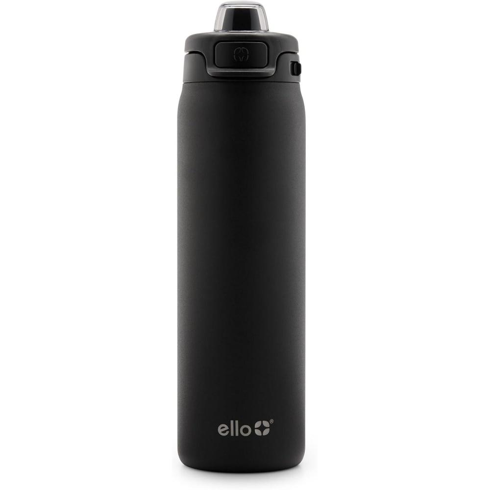 imageEllo Pop amp Fill Stainless Steel Water Bottle with Quick Fill Technology Double Walled Vacuum Insulated Metal Leak Proof Locking Lid Sip amp Chug BPA Free Holiday Gift for Him Her 22oz 32oz 40ozBlack