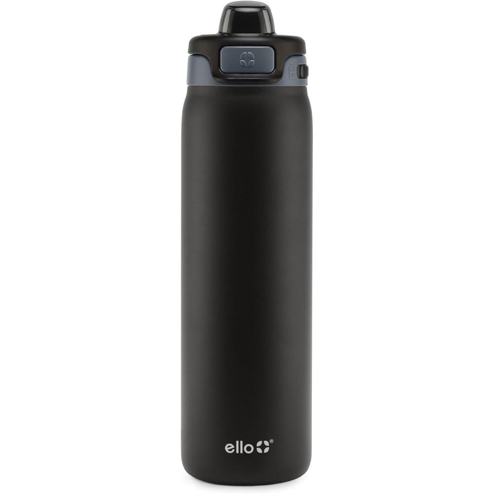 imageEllo Pop amp Fill Stainless Steel Water Bottle with Quick Fill Technology Double Walled Vacuum Insulated Metal Leak Proof Locking Lid Sip amp Chug BPA Free Holiday Gift for Him Her 22oz 32oz 40ozTonal Black