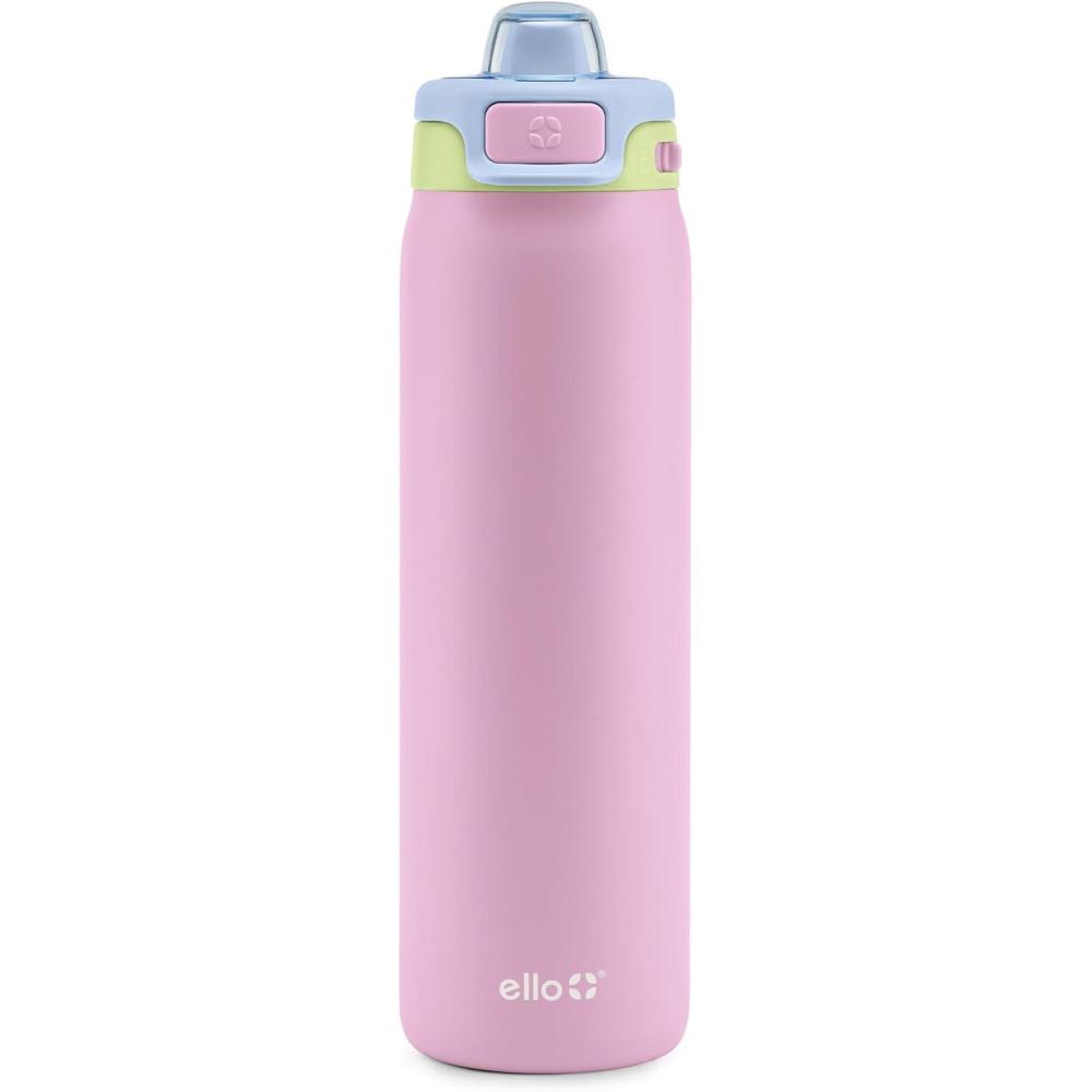 imageEllo Pop amp Fill Stainless Steel Water Bottle with Quick Fill Technology Double Walled Vacuum Insulated Metal Leak Proof Locking Lid Sip amp Chug BPA Free Holiday Gift for Him Her 22oz 32oz 40ozRosy Skyline