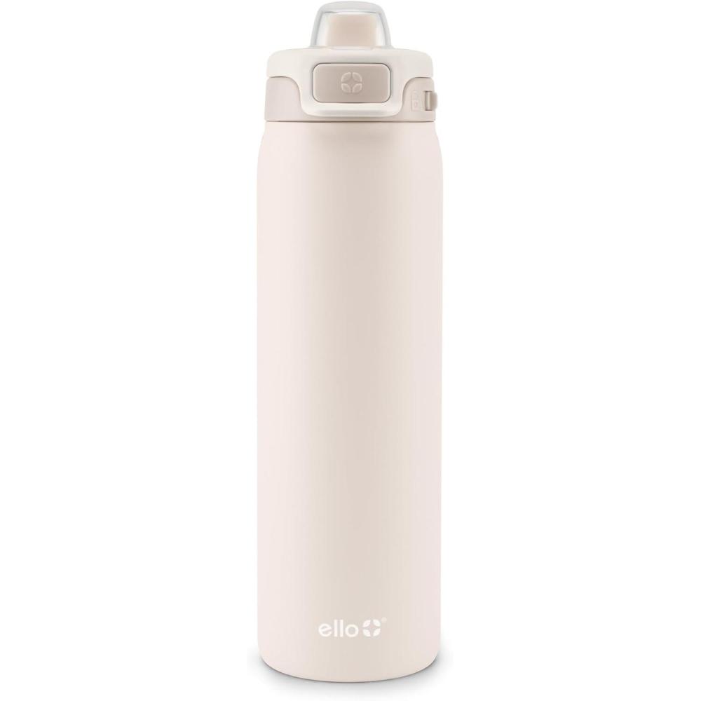 imageEllo Pop amp Fill Stainless Steel Water Bottle with Quick Fill Technology Double Walled Vacuum Insulated Metal Leak Proof Locking Lid Sip amp Chug BPA Free Holiday Gift for Him Her 22oz 32oz 40ozTonal Cream
