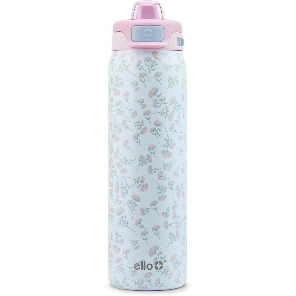 imageEllo Pop amp Fill Stainless Steel Water Bottle with Quick Fill Technology Double Walled Vacuum Insulated Metal Leak Proof Locking Lid Sip amp Chug BPA Free Holiday Gift for Him Her 22oz 32oz 40ozSerene Blooms