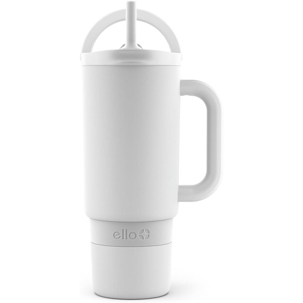 imageEllo Port 40oz Tumbler with Carry Loop amp Integrated Handle Vacuum Insulated Stainless Steel Reusable Water Bottle Travel Mug with Leak Proof Lid amp Straw Perfect for Iced Coffee amp Tea WhiteWhite