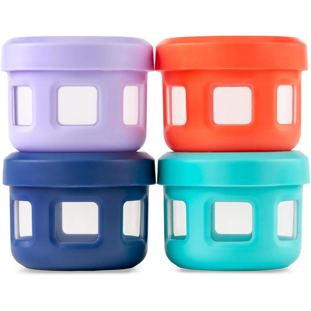 imageEllo Reusable Condiment Containers 4oz each with Screwon Leak Proof Lid  Perfect for Salad Dressing Sauce Dips Lunchbox Picnic Travel Bento Box  BPAFree  Dishwasher SafeFruit Cobbler