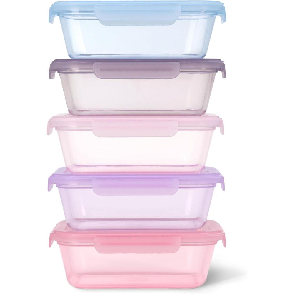 imageEllo Snap amp Nest 10Piece 45 Cup Plastic Meal Prep Set Reusable Food Containers for Healthy Eating Freezer Dishwasher Safe Cactus BloomsBerry Fields