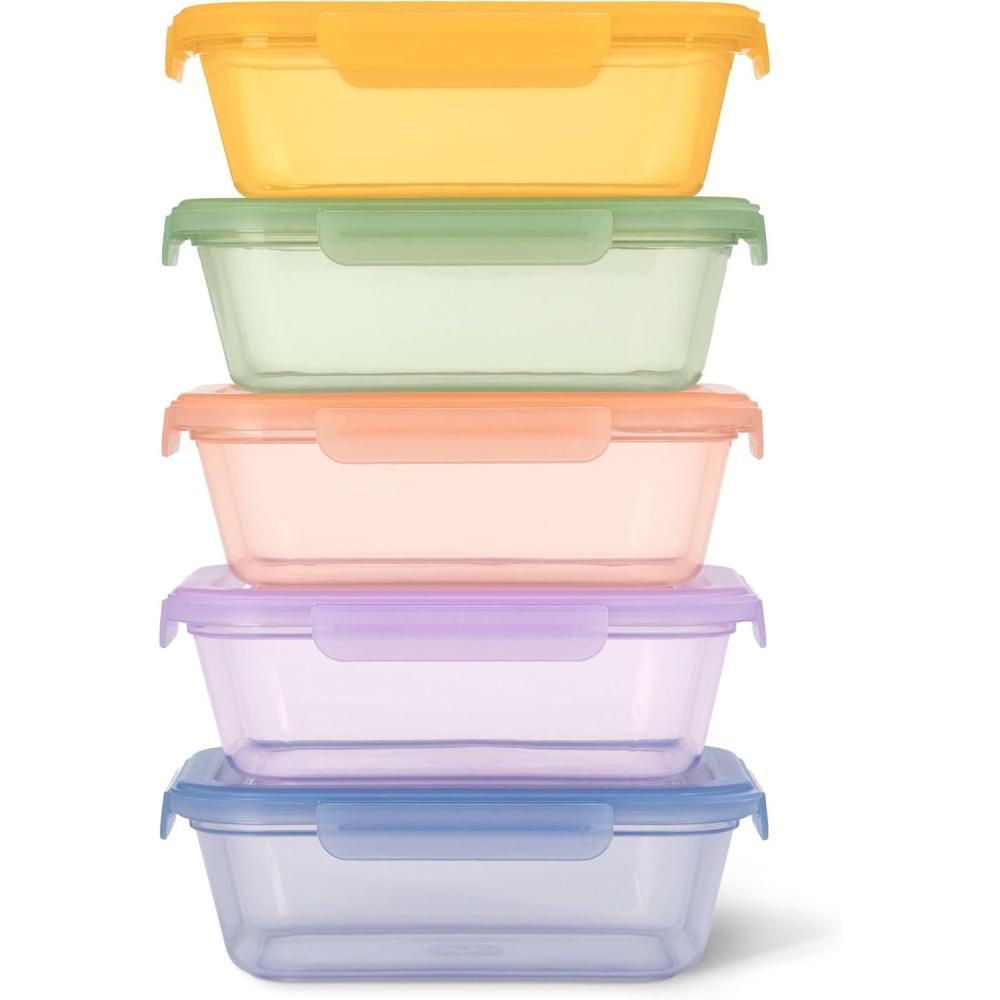 imageEllo Snap amp Nest 10Piece 45 Cup Plastic Meal Prep Set Reusable Food Containers for Healthy Eating Freezer Dishwasher Safe Cactus BloomsCactus Blooms