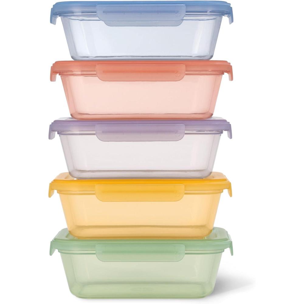 imageEllo Snap amp Nest 10Piece 45 Cup Plastic Meal Prep Set Reusable Food Containers for Healthy Eating Freezer Dishwasher Safe Cactus BloomsDesert Festival