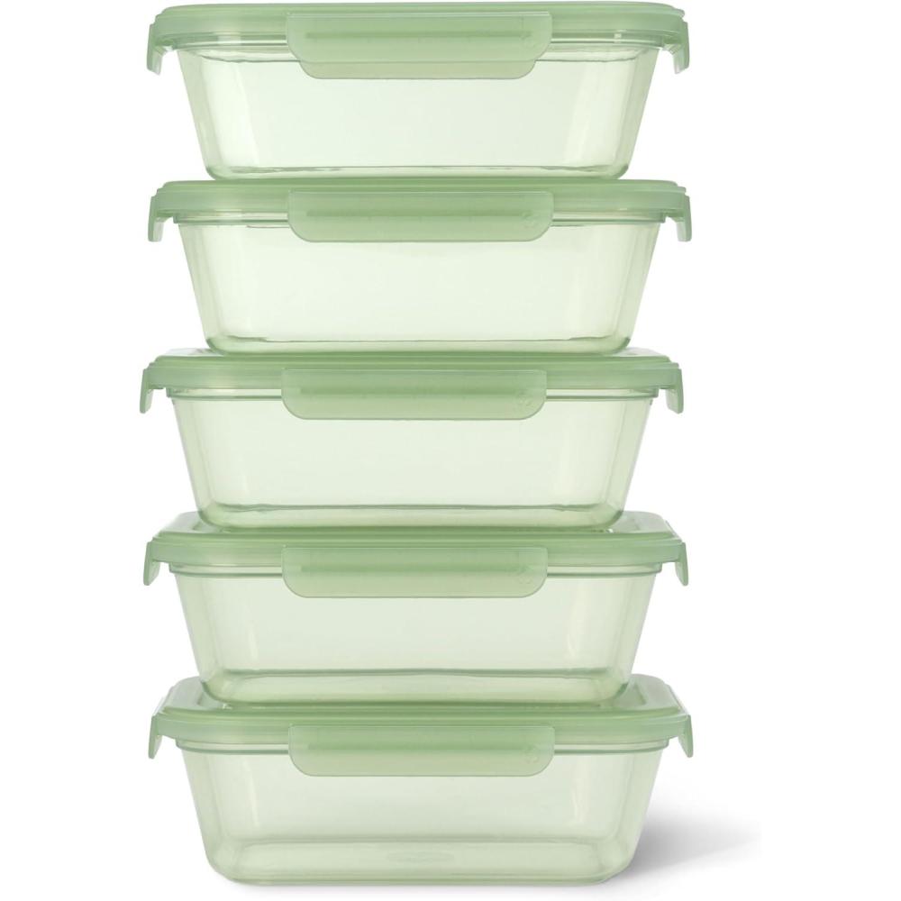 imageEllo Snap amp Nest 10Piece 45 Cup Plastic Meal Prep Set Reusable Food Containers for Healthy Eating Freezer Dishwasher Safe Cactus BloomsSage