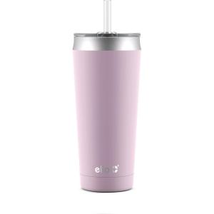 Ello Beacon Vacuum Insulated Stainless Steel Tumbler with Slider Lid and Optional Straw(Cashmere Pink)