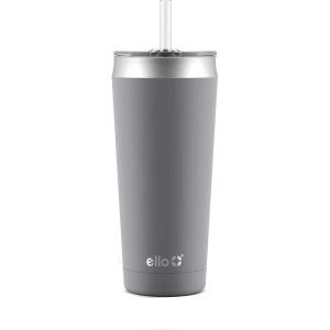Ello Beacon Vacuum Insulated Stainless Steel Tumbler with Slider Lid and Optional Straw(Gray)
