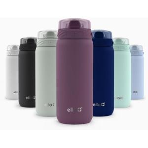 Ello Cooper 22oz Stainless Steel Water Bottle with Straw and Carry Handle, Double Walled and Vacuum Insulated Metal, Leak Proof Locking Lid with Soft Silicone Spout, Reusable, BPA Free, Antigua(Figgy Pudding)