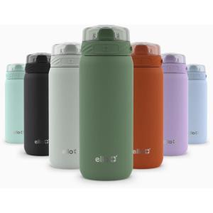 Ello Cooper 32oz Stainless Steel Water Bottle with Straw and Carry Handle, Double Walled and Vacuum Insulated Metal, Leak Proof Locking Lid with Soft Silicone Spout, Reusbale, BPA Free, Halogen Blue(Acorn Squash)