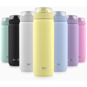 Ello Cooper 32oz Stainless Steel Water Bottle with Straw and Carry Handle, Double Walled and Vacuum Insulated Metal, Leak Proof Locking Lid with Soft Silicone Spout, Reusbale, BPA Free, Halogen Blue(Lemonade)