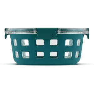 Ello Duraglass Meal Prep Container, 7 cup- Glass Food Storage Container with Silicone Sleeve and Airtight BPA-Free Plastic Lid, Dishwasher, Microwave, and Freezer Safe, Watercress(7 Cup)