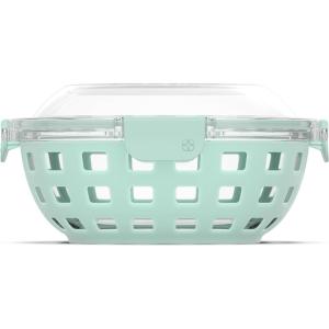 Ello Duraglass Meal Prep Lunch Bowl Container, 5 cup- Glass Food Storage Container with Silicone Sleeve and Airtight BPA-Free Plastic Lid, Dishwasher, Microwave, and Freezer Safe(Yucca)