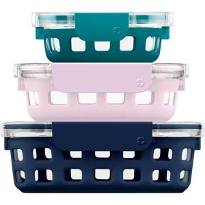 Ello Duraglass Mixed Meal Prep Sets Leak-Proof Glass Food Storage Containers with Silicone Sleeves and Airtight BPA-Free Lids, Dishwasher, Microwave, and Freezer Safe(Spring)