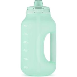 Ello Hydra 64oz Half Gallon Water Jug with Handle and Motivational Time Markers for All Day Hydration, Plastic Reusable Water Bottle with Straw and Locking, Leak Proof Lid, BPA Free(Yucca)